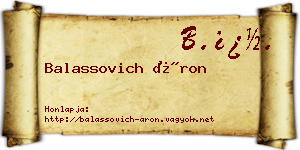 Balassovich Áron névjegykártya